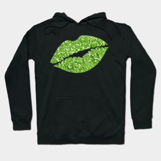 Green Faux Glitter Lips Hoodie